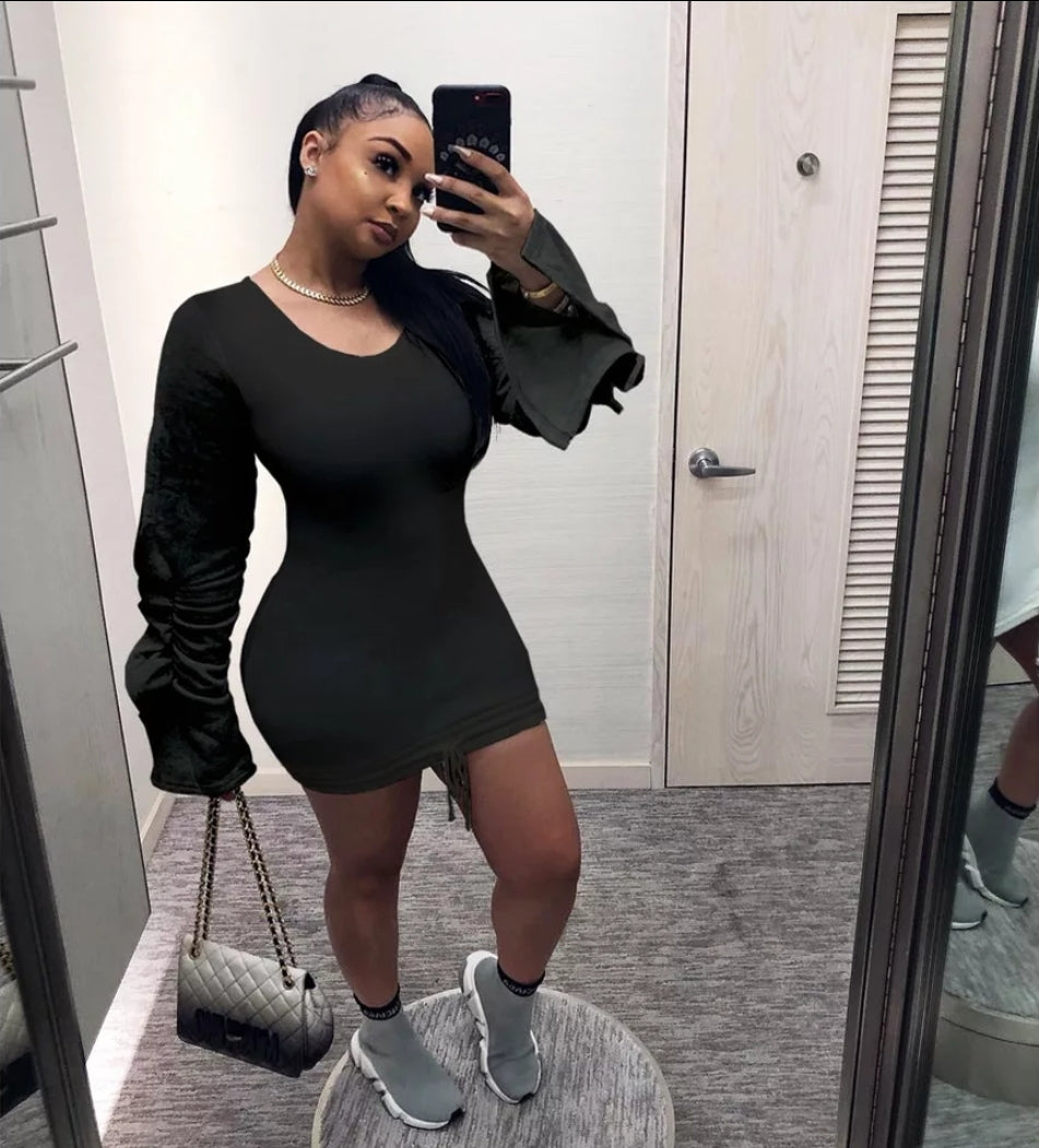 Ruffled Sleeve Sweater Dress