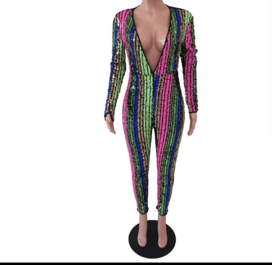 Multi-color Sequin Jumpsuit