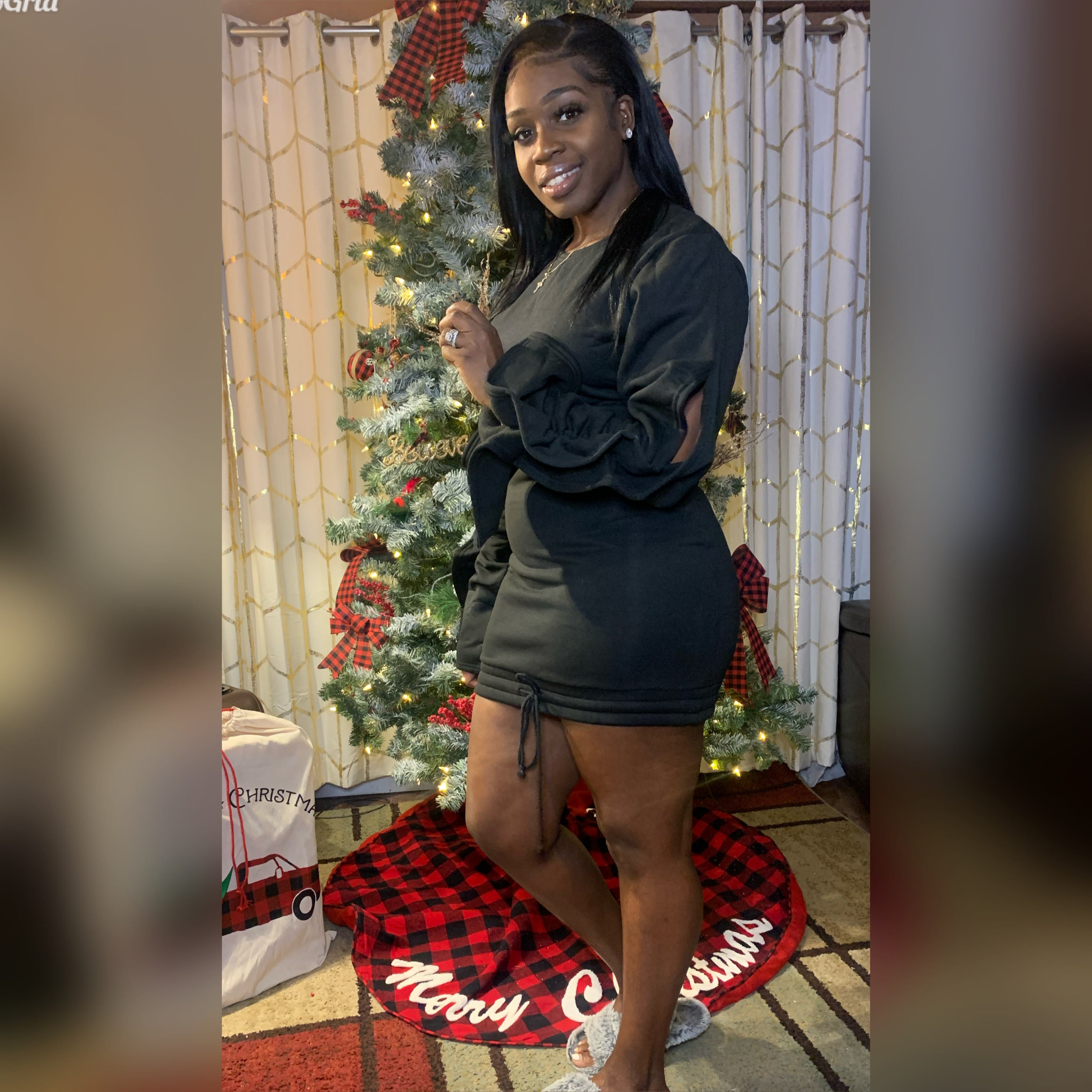 Ruffled Sleeve Sweater Dress